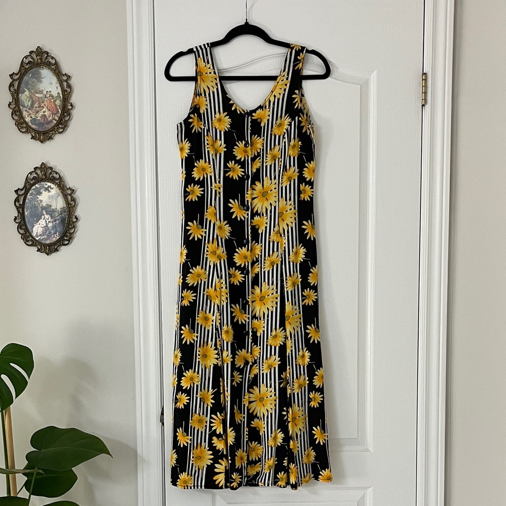 Vintage Floral and Stripe Dress